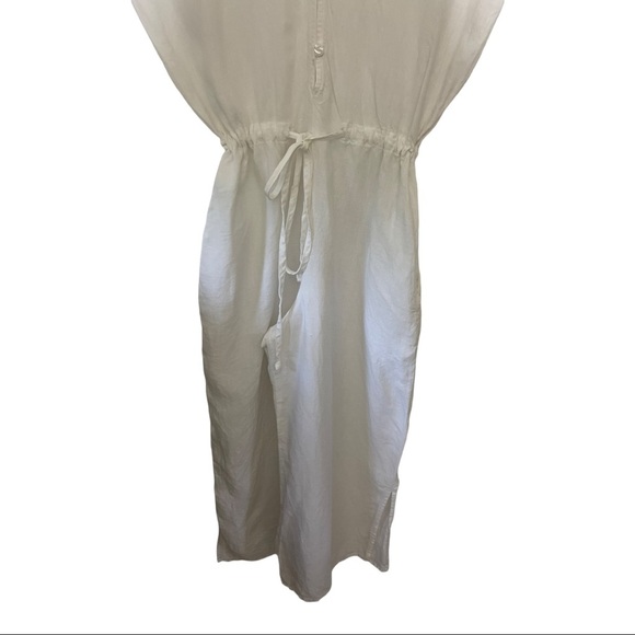 Cloth & Stone linen double V-neck jumpsuit. Drawstring waist size X-Small White - Picture 8 of 10